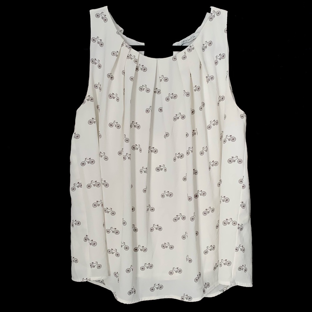 FRNCH Cream Bicycle Print Sleeveless Tank Top